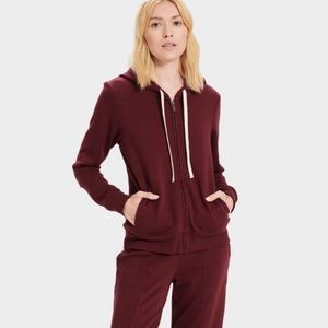 UGG size small Nancy full zip wine drawstring hoodie